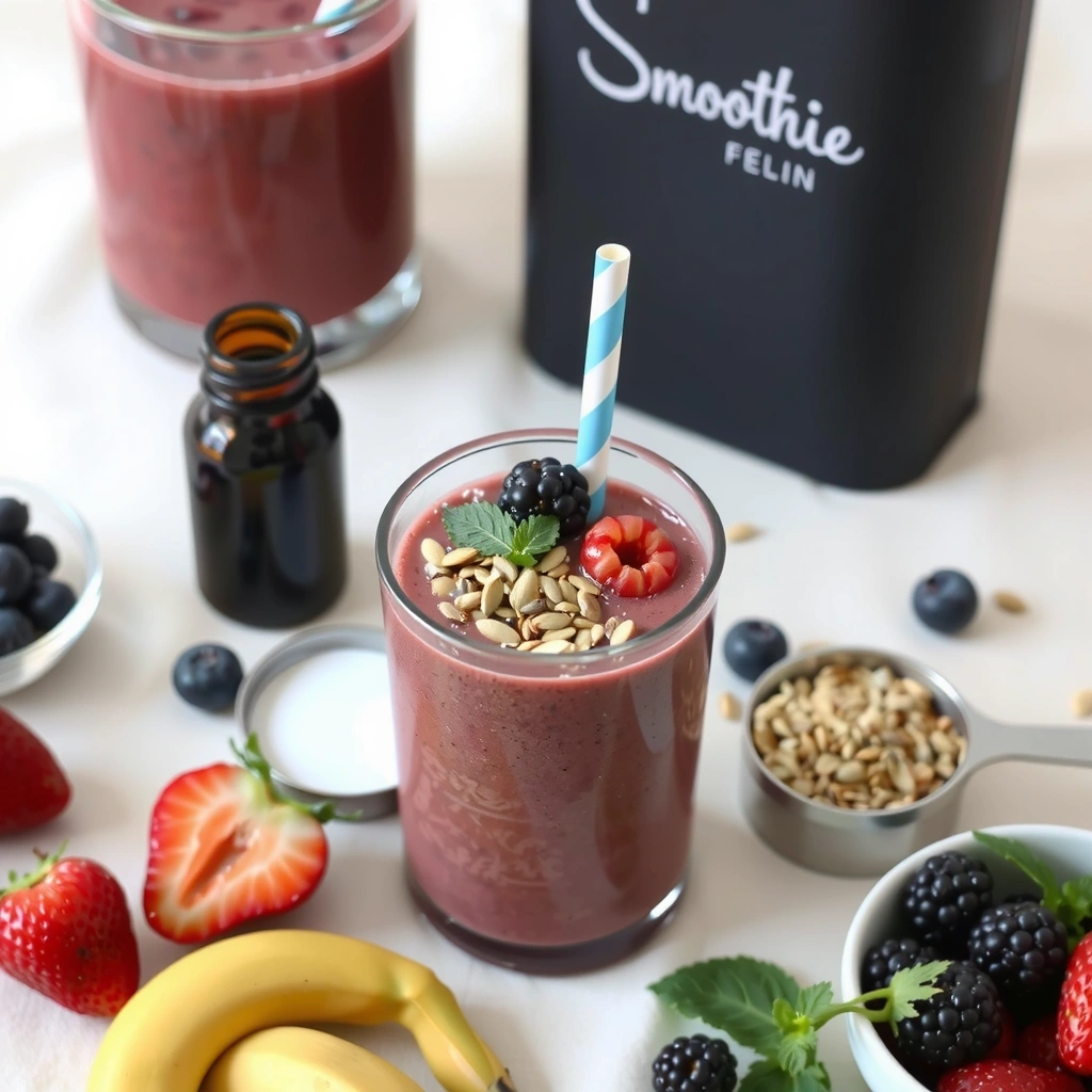 Smoothie vitaminé aux fruits rouges et graines